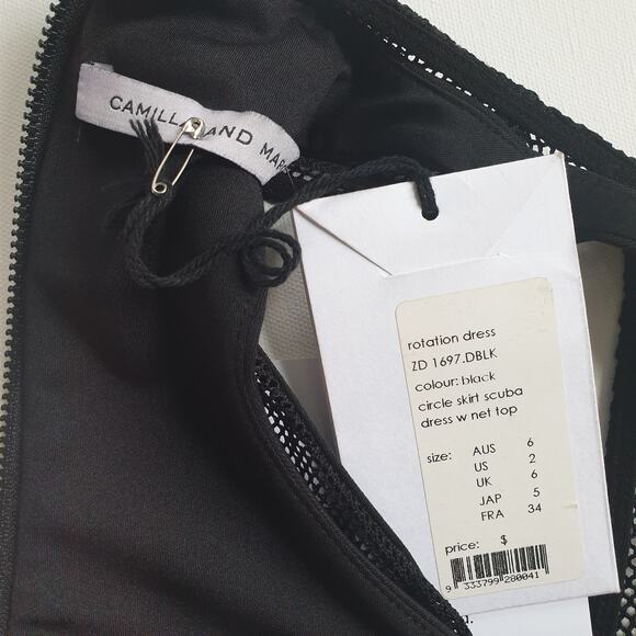 NWT Camilla and Marc Black Dress A-Line Mini Size 2 Scuba Net Top Night Out - Picture 9 of 16